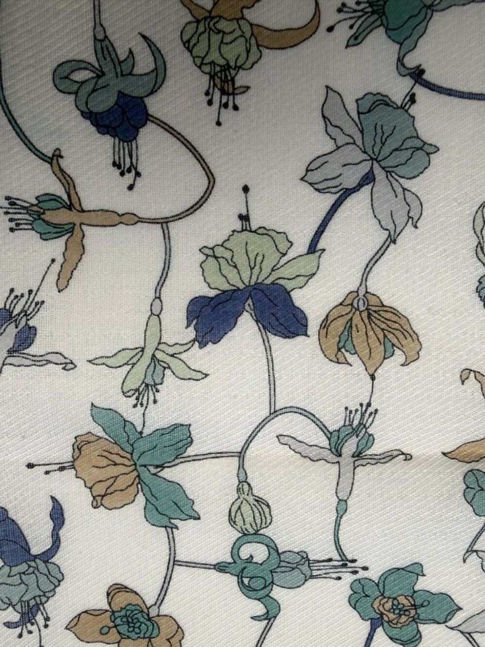 Liberty of London Cotton Floral Scarf Blue Ivory 20" - Picture 14 of 15